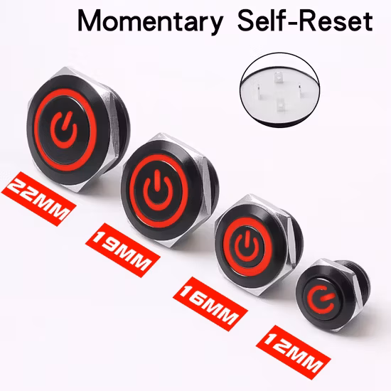 IP67 16 mm Metall-Momentan-elektrischer Mini-Reset-Mikro-Drucktastenschalter